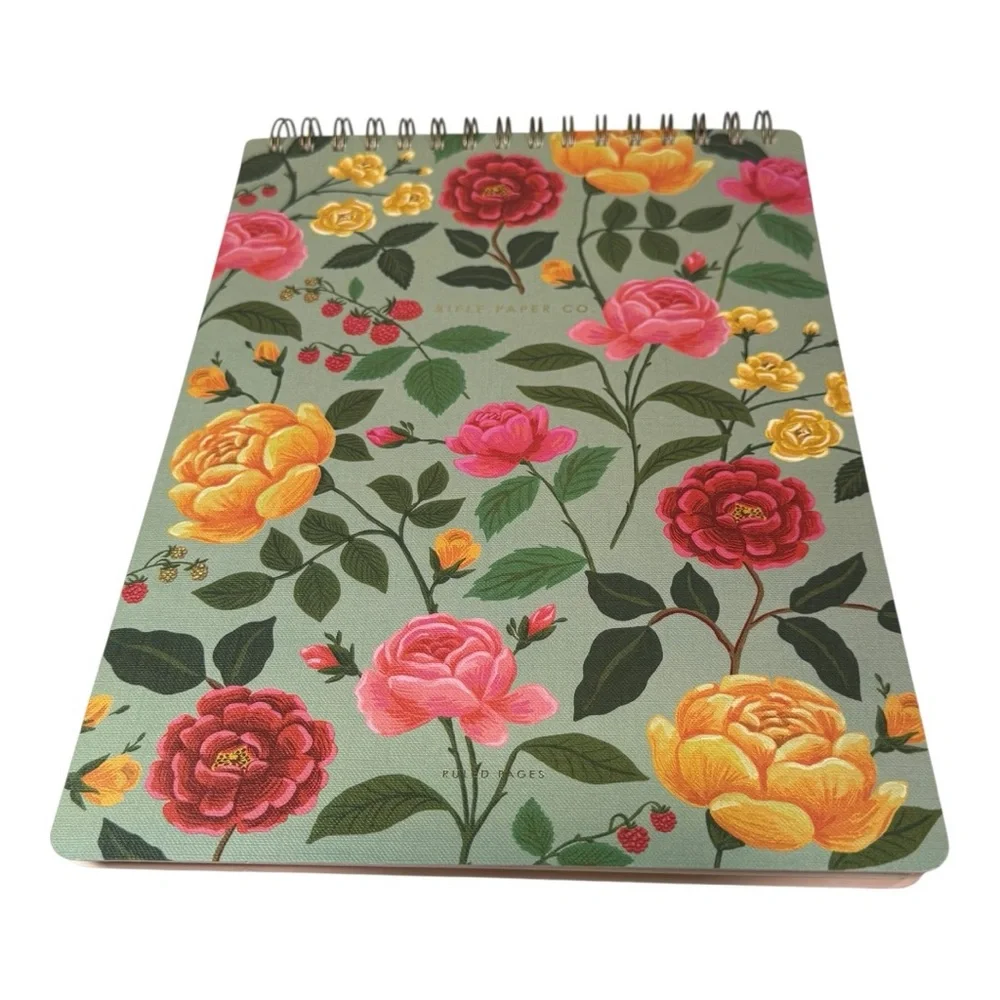 Rifle Paper Co Roses Large Top Spiral Notebook 11x8.5 Ruled Brand New